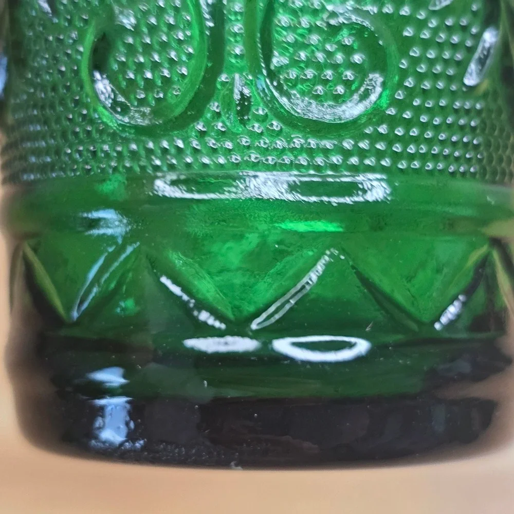 4 Vtg Anchor Hocking Forest Green Sandwich Glass Flat Juice Tumblers 3.5